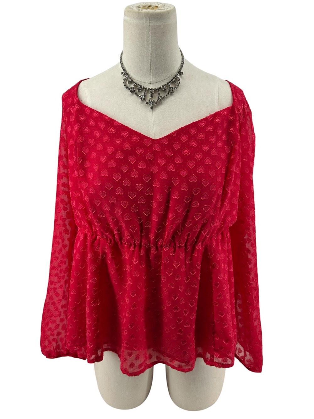 NWT Torrid Peplum Chiffon Clip Heart Blouse Size 0 12 NEW - Picture 6 of 15